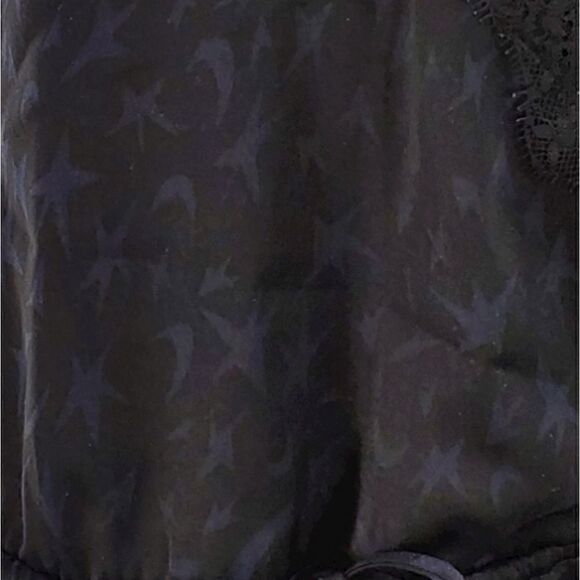 Silky lace camisole black w/ subtle blue stars - Picture 3 of 11